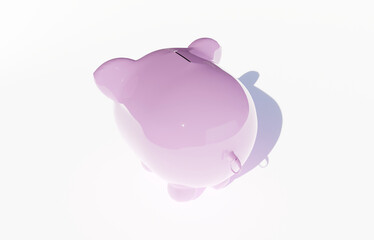 Pink piggy bank for dropping coin isolated on white background 3d Rendering