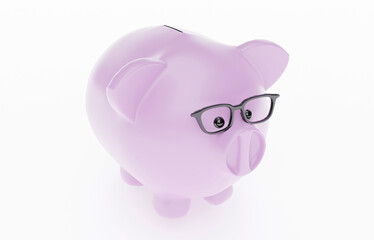 Pink piggy bank for dropping coin isolated on white background 3d Rendering