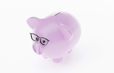 Pink piggy bank for dropping coin isolated on white background 3d Rendering