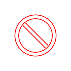 Prohibition no symbol Red round stop warning sign icon isolated on transparent background