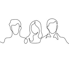 three people in a row monoline