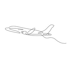 Obraz na płótnie Canvas airplane flying up one line drawing