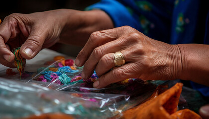 Obraz premium Crafty women paint vibrant colors in workshop fun generated by AI