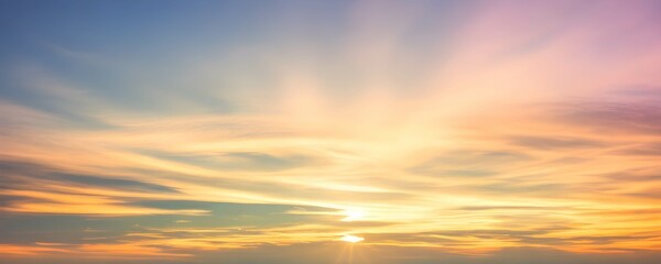 Naklejka na ściany i meble 美しい夕焼けの空と雲のパノラマビュー