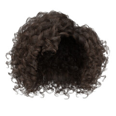 3d render curly short brown brunette hair isolated - obrazy, fototapety, plakaty