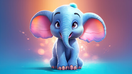 Cute little cartoon elephant - generative AI, AI generated