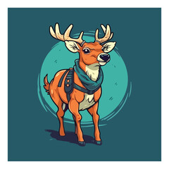Deer mascot character for wildlife conservation organization. flat color