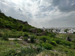 View of Hyderabad from Golconda Fort, Hyderabad, India.