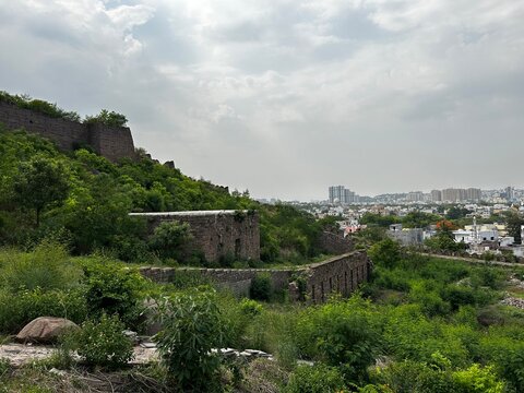 View of Hyderabad from Golconda Fort, Hyderabad, India.
