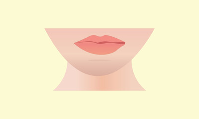 illustration of female lips chin and neck - obrazy, fototapety, plakaty