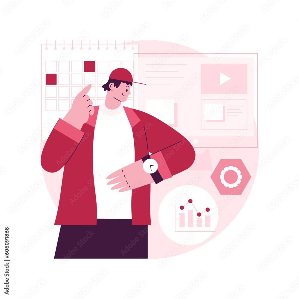Poster project management abstract concept vector illustration. business analysis, planning process, projec