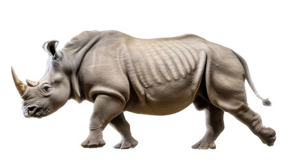 Fototapeta na wymiar a Rhinoceros, running and walking, impressive beast, Nature-themed, photorealistic illustrations in a PNG. cutout, isolated. Generative AI
