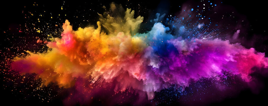 Abstract background an explosion of colors - Modern design banner - Generative AI © Orkidia