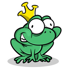 Prince Frog wearing a crown. Best for illustration of fairy tale book for children