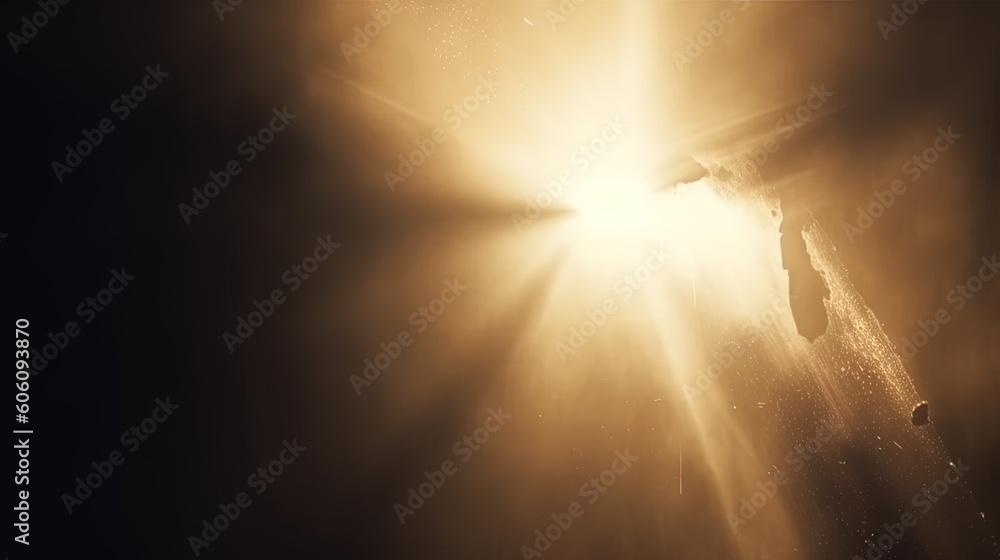 Aufkleber dust rays background. god rays in the textured air. generated ai.
