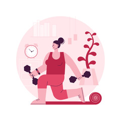 Home gymnastics abstract concept vector illustration. Stay active amid quarantine, power training online, exercise program, at-home workout, social distance, fitness livestream abstract metaphor.