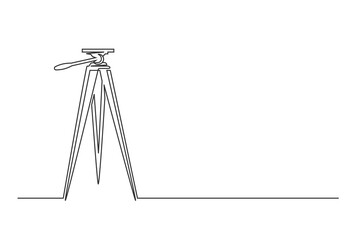 Continuous one line drawing of a retro cinema camera tripod. Vintage camera tripod isolated on a white background. Vector illustration