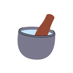 Mortar with pestle icon. Kitchen tools silhouette. Vector illustration.
