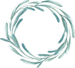 Rustic wedding wreath. Gentle leaves in green and mint tones.  For wedding invitation, birthday, greeting, save the date card