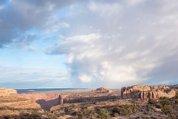 Fototapeta na wymiar Clearing storm clouds near Shafer Canyon, Canyonlands National Park, Utah