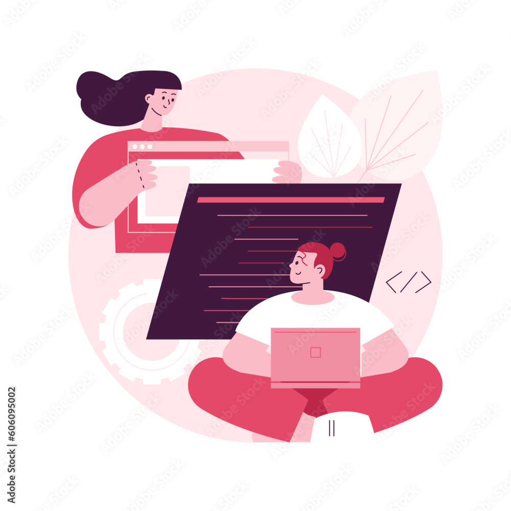 Poster computer programming camp abstract concept vector illustration. computer science camp, cyber educati