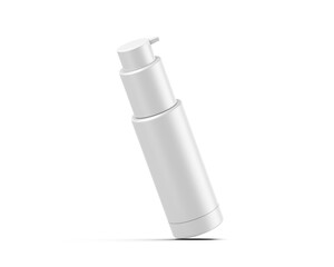 Blank plastic cosmetic round shape lotion bottle for branding, 3d render illustration