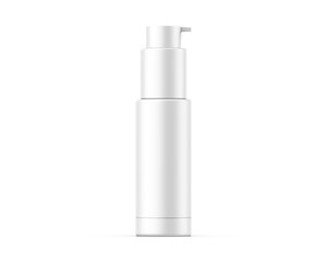 Blank plastic cosmetic round shape lotion bottle for branding, 3d render illustration
