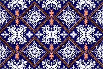 Ethnic Figure aztec embroidery style. Geometric ikat oriental traditional art pattern.Design for ethnic background,wallpaper,fashion,clothing,wrapping,fabric,element,sarong,graphic,vector illustration