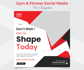 gym and fitness square flyer post banner and social media post template design