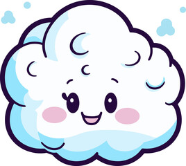 Happy Cloud Illustration, Adorable and Funny Kawaii Design for Children