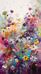 Phone wallpaper revealing colorful wildflowers. Generative AI Image