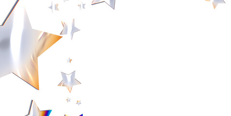 Abstract pattern of random falling silver stars on white background. - png transparent