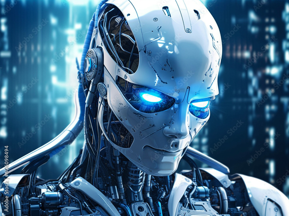 Poster advanced artificial intelligence for the futurist robot technology. modern, iot, 5g. generative ai.