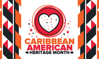 Fototapeta premium Caribbean American Heritage Month in June. Culture Month to the people of America. Celebrate annual with festival. Happy holiday. Poster, card, banner and background. Vector illustration
