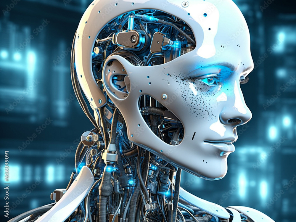 Poster advanced artificial intelligence for the futurist robot technology. modern, iot, 5g. generative ai.