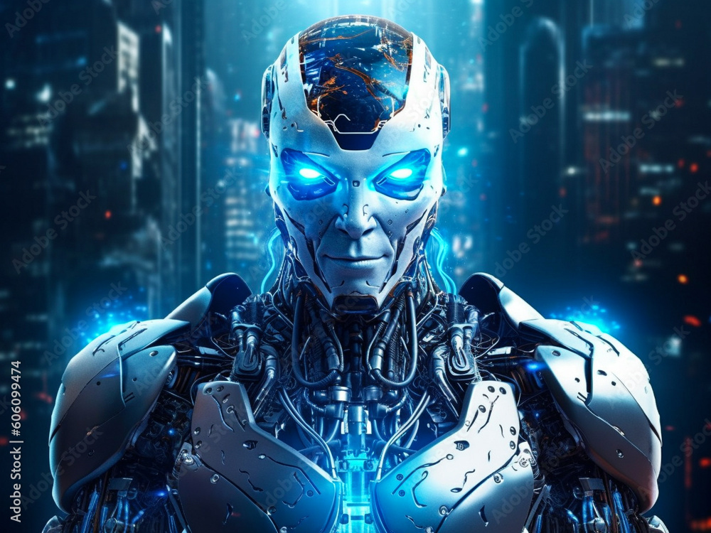 Poster advanced artificial intelligence for the futurist robot technology. modern, iot, 5g. generative ai.