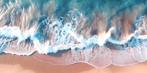 Fototapeta na wymiar Aerial view drone over beach sea.by generative ai