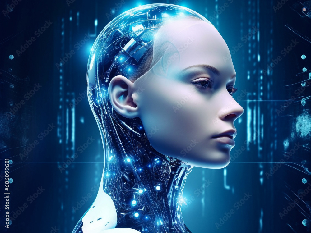 Poster advanced artificial intelligence for the futurist robot technology. modern, iot, 5g. generative ai.