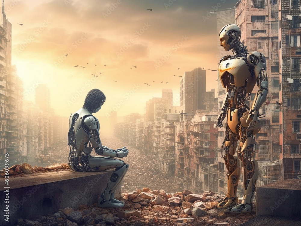 Poster advanced artificial intelligence for the futurist robot technology. modern, iot, 5g. generative ai.