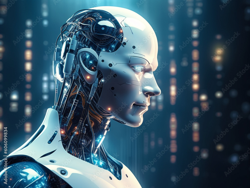 Poster advanced artificial intelligence for the futurist robot technology. modern, iot, 5g. generative ai.