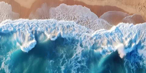 Foto op Canvas  Aerial view drone over beach sea.by generative ai © Jing