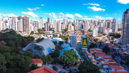 Naklejka premium Blue Skyline drone view of São Paulo