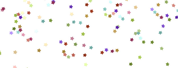 colorful Banner decoration. Festive border with falling glitter dust and stars.