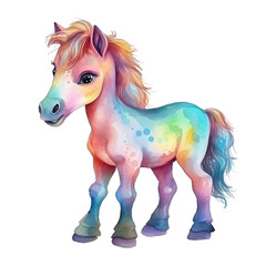 Obraz na płótnie Canvas watercolor baby horse. Original watercolor stock illustration of baby horse.