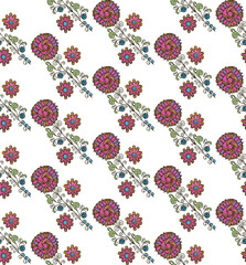Seamless pattern with beautiful hand drawn flowers.