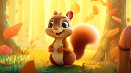 Adorable little cartoon squirrel - generative AI, AI generated © chris3d