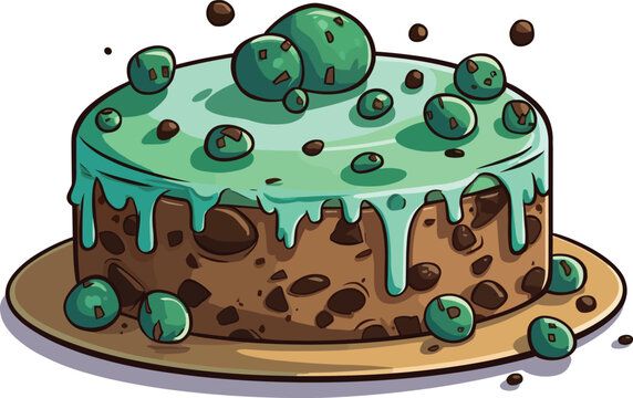 Cartoon Mint chocolate chip cake tshirt design, Vector, illustration