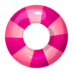 Pink rubber swim rings for water floating. Swimming circle lifesaver for child safe. Summer swimming pool rubber ring