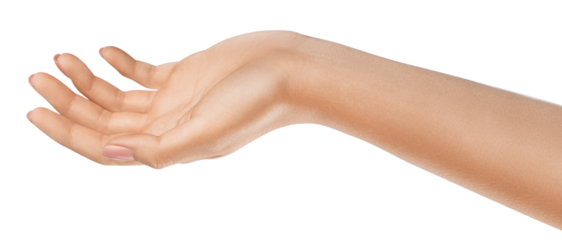 Side view of a beautiful woman's hand accentuating natural beauty. Hand holding something. Concept for branding or career development content, makeup or skincare ads