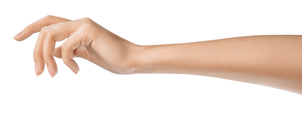 Side view of a beautiful woman's hand accentuating natural beauty. Hand holding something. Concept for branding or career development content, makeup or skincare ads
